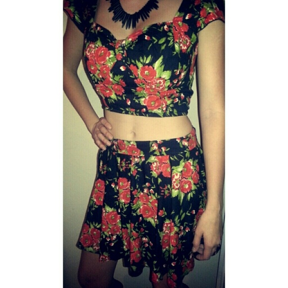 2 piece skirt with crop top.