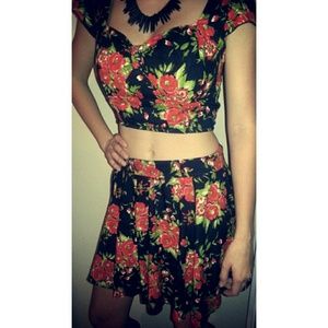 2 piece skirt with crop top.