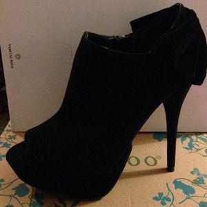 Black open toe booties