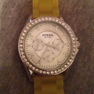Yellow silicone fossil watch