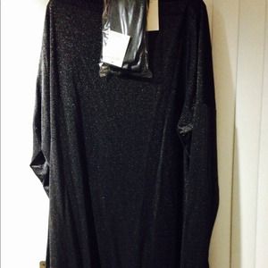 Charcoal sparkle dress with wide leather tie belt