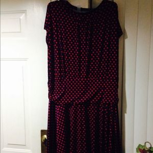 Blue dress with small red hearts