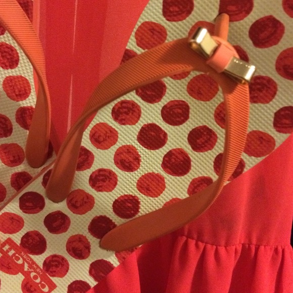 Coach bow polka dot flip flops
