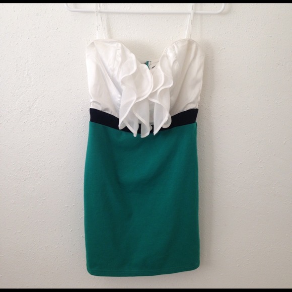 White and Turquoise semi-formal dress