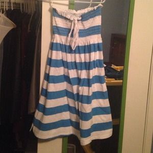 White and blue striped coverup dress