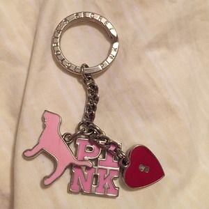 Victoria Secret key chain silver w/ colored charms