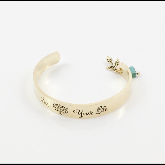 NEW "LIVE YOUR LIFE" BOHO GOLD CUFF BRACELET