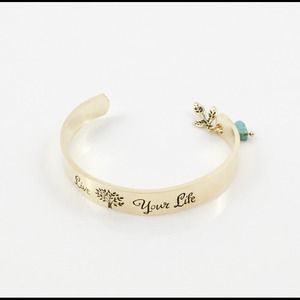 NEW "LIVE YOUR LIFE" BOHO GOLD CUFF BRACELET