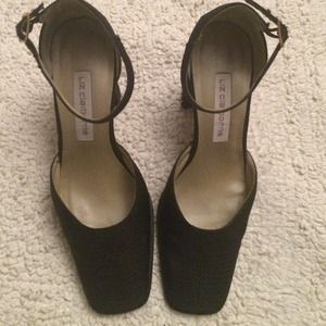 Liz Claiborne black  fabric ankle strap
