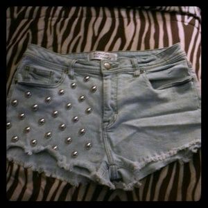 Foreign exchange stud denim high waisted shirts