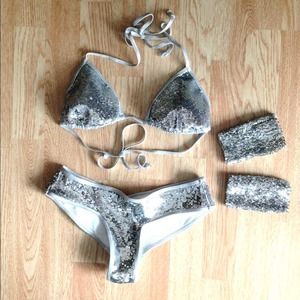 Victoria's Secret Silver Bikini Set. Gogo dancer