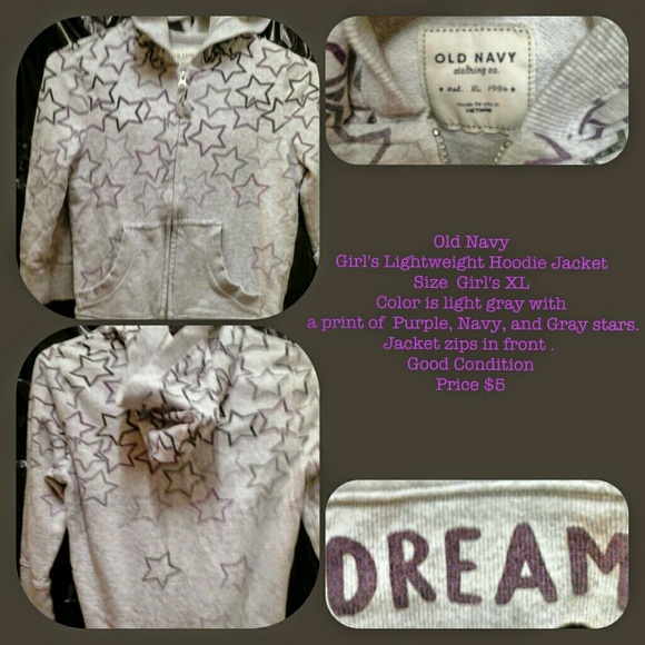 Girl's Old Navy Lightweight Hoodie Jacket Size XL