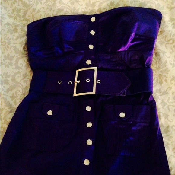 Bebe amazing strapless top purple with belt - Picture 1 of 4