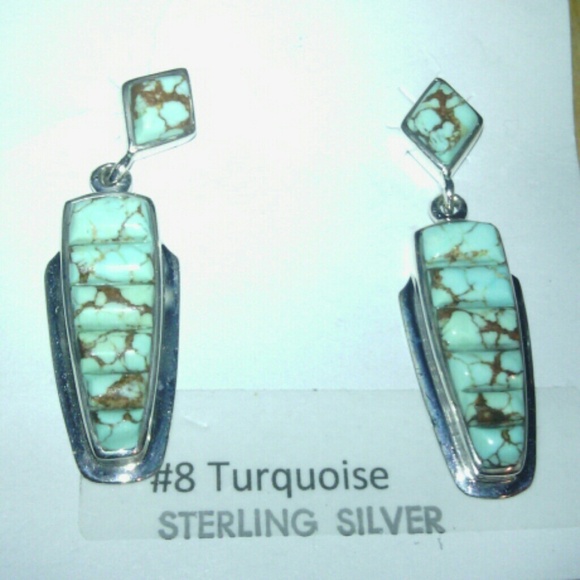 Genuine turquoise sterling silver earrings