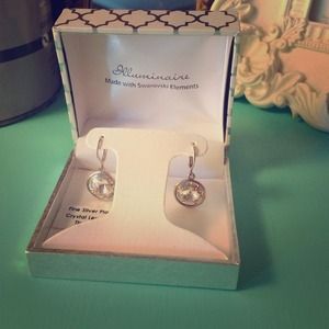 Silver played crystal earrings