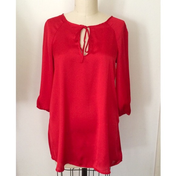 Red Satin Blouse.
