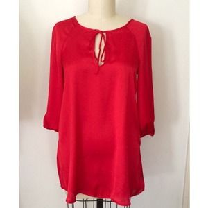 Red Satin Blouse.