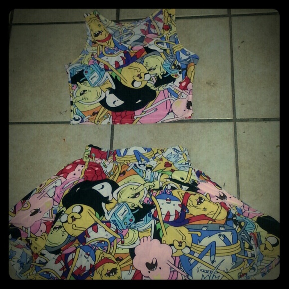 Adventure Time crop top amd skater skirt
