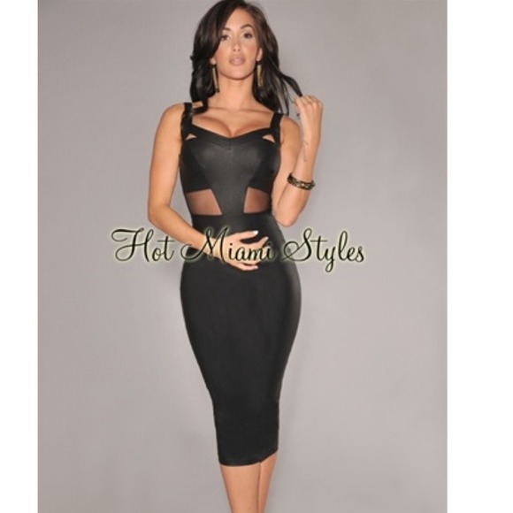 Leather cut out midi dress