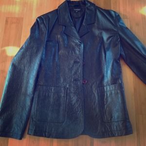 Black Real Lamb  Leather  Blazer Jacket