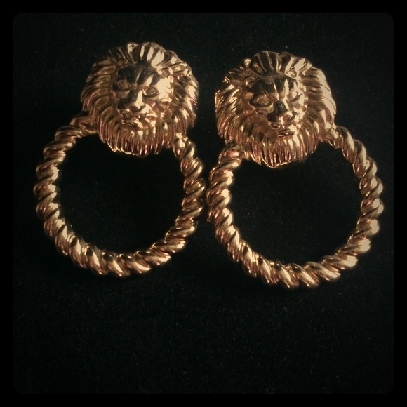 Gold Lion Earrings