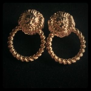 Gold Lion Earrings