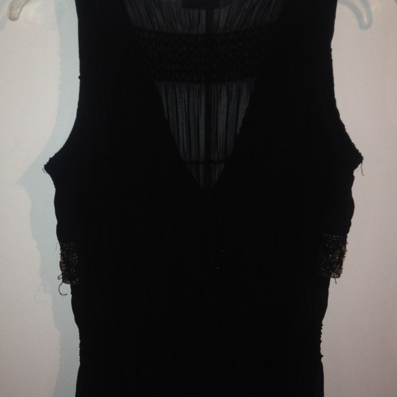 Black and gold sequins top sheer back - Picture 3 of 4