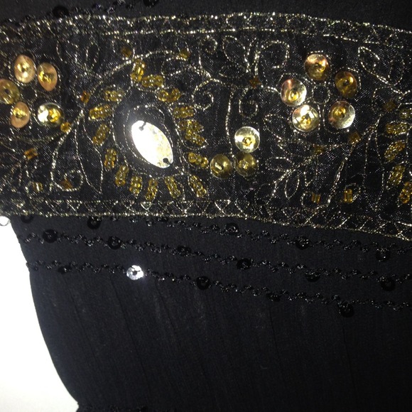 Black and gold sequins top sheer back - Picture 4 of 4