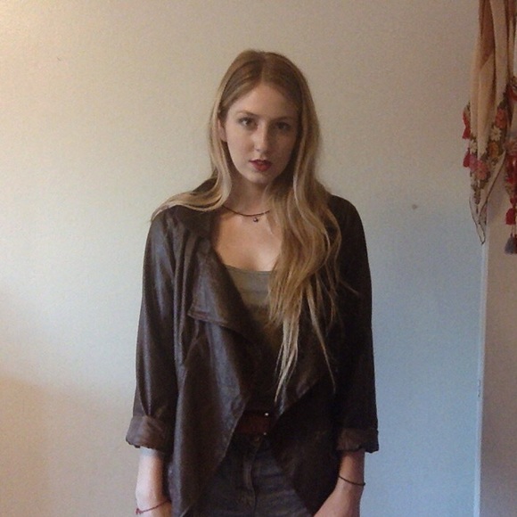 Draped Faux Snakeskin Jacket