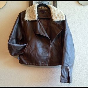 NWOT Pleather & Faux Fur Moto Jacket