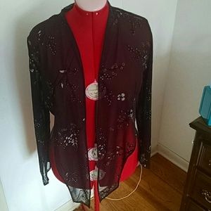 Sheer black wrap with beading detail