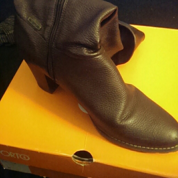 Brown leather boots