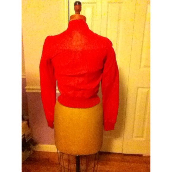 H&M leather style bomber jacket in red - Picture 2 of 2