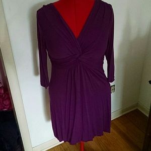 Plum colored knot front knit dress