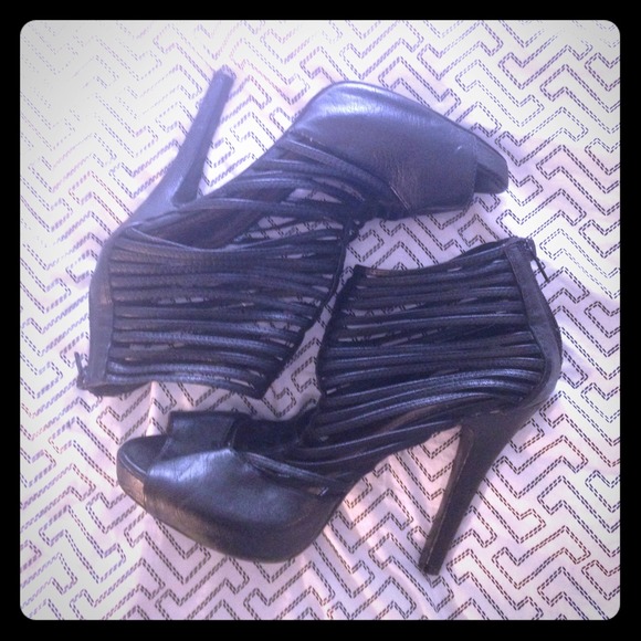 Black peep toe booties