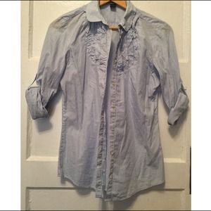 White and blue button up