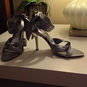 Grey satin bow sandals from nordstrom size 6