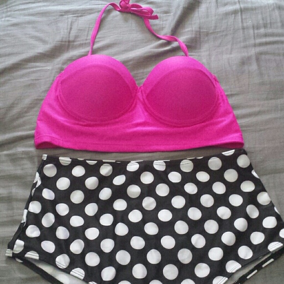 High waisted pin up swim suit