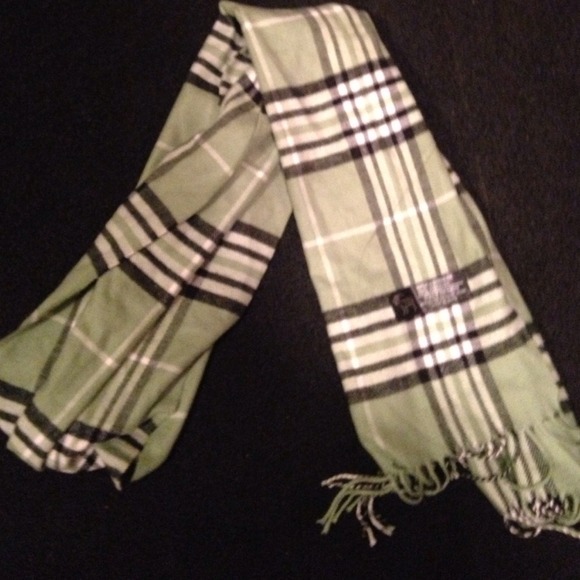 Green, Black, and White Cashmere scarf!