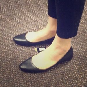 Black Leather Ballet Flats