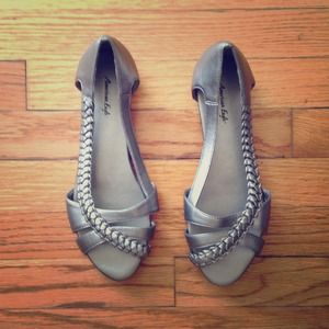 American Eagle Silver Braided Flats