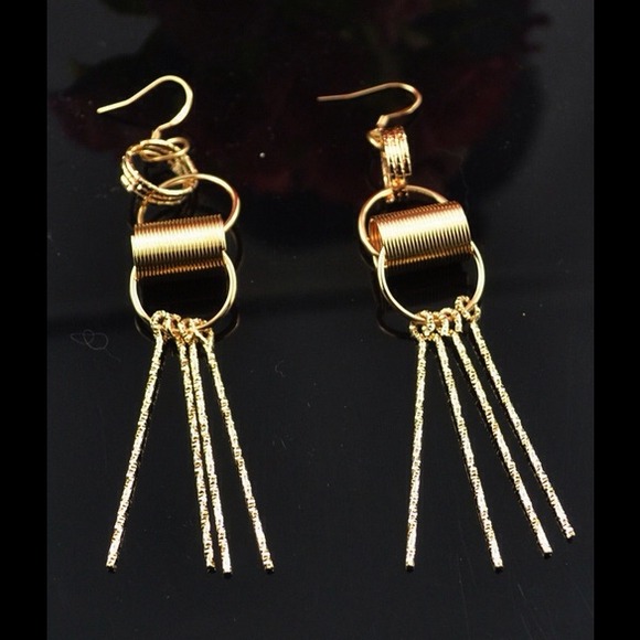 18K GF Long  Hoop Earrings