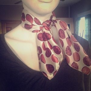 Silky square white & pink polka dot scarf