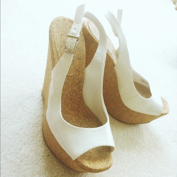 Jessica Simpson White Wedge Heels