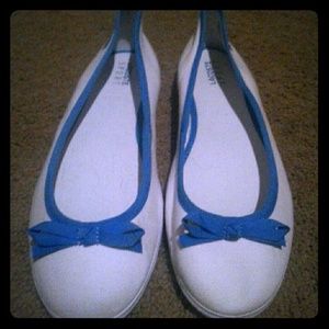 Lacoste Blue and White Ballet Flats Size 10.5