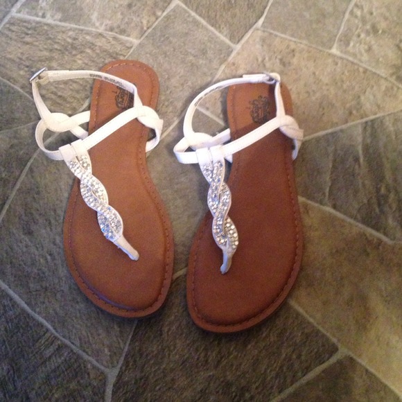 Faded glory white and brown sandals