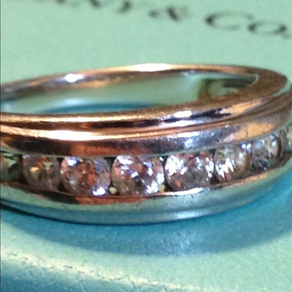 Sterling silver ring with channel set cz stones