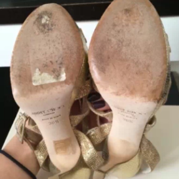 SOLD- Jimmy Choo Gold Glitter Sandals - Picture 4 of 4