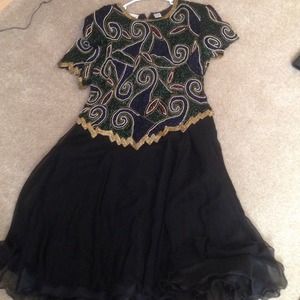 Black and beaded cocktail dress