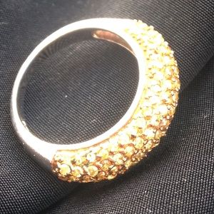 Sterling silver gold vermiel lemon pave ring band